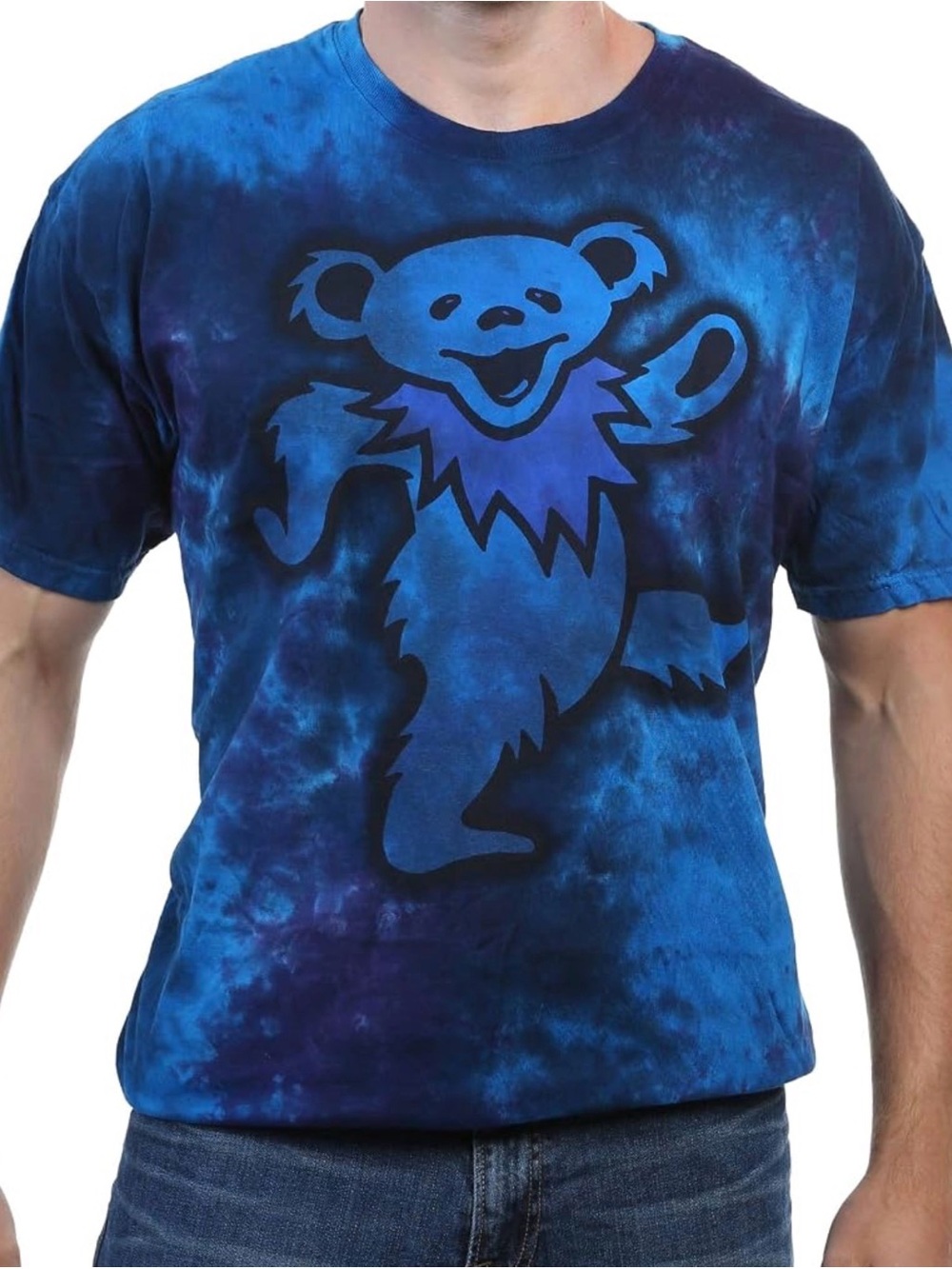 Liquid Blue Blue Tie-Dye Dancing Bear Short Sleeve Tee NWT